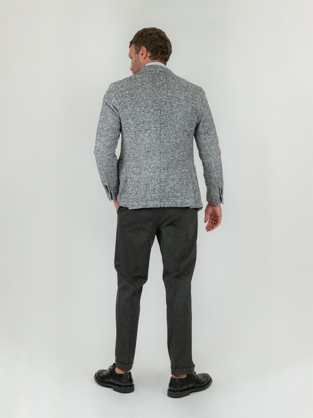 PANTALONE classico grigio antracite in jersey elasticizzato