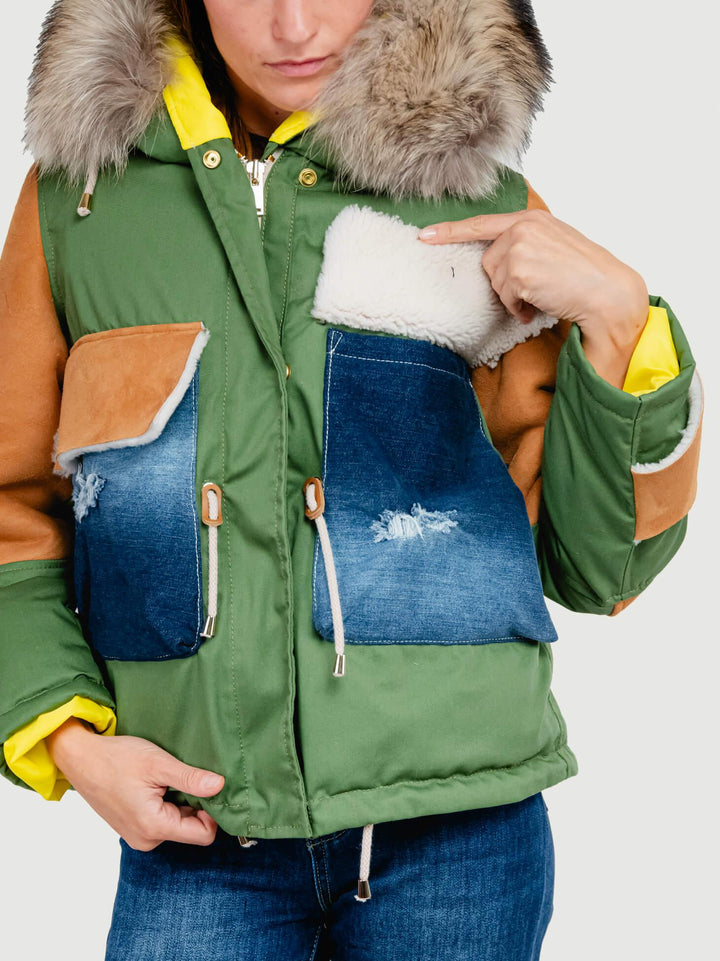 PARKA IN MONTONE PATCHWORK