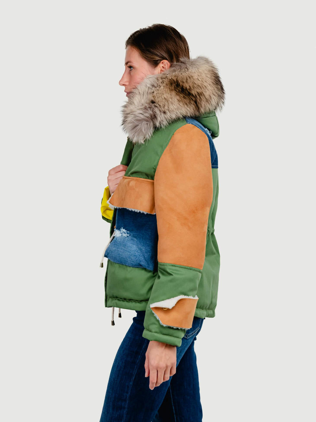PARKA IN MONTONE PATCHWORK