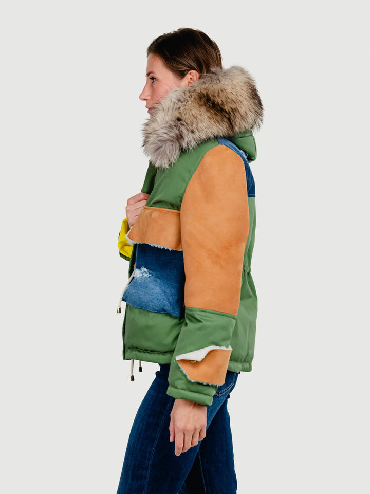 PARKA IN MONTONE PATCHWORK