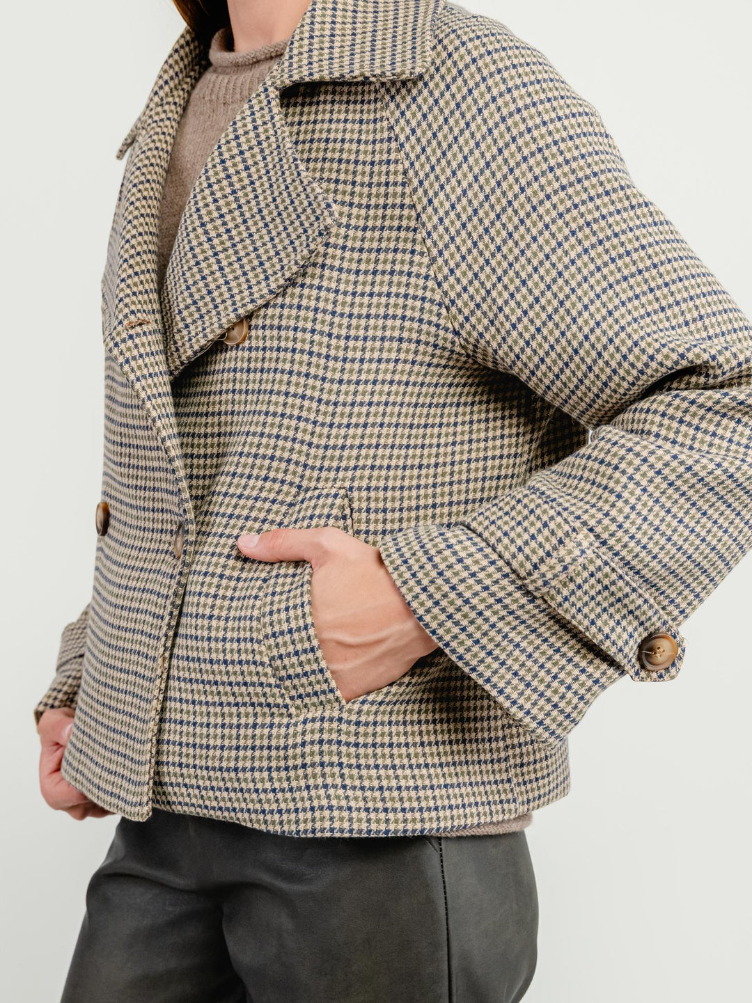 PEACOAT PIED DE POULE BEIGE