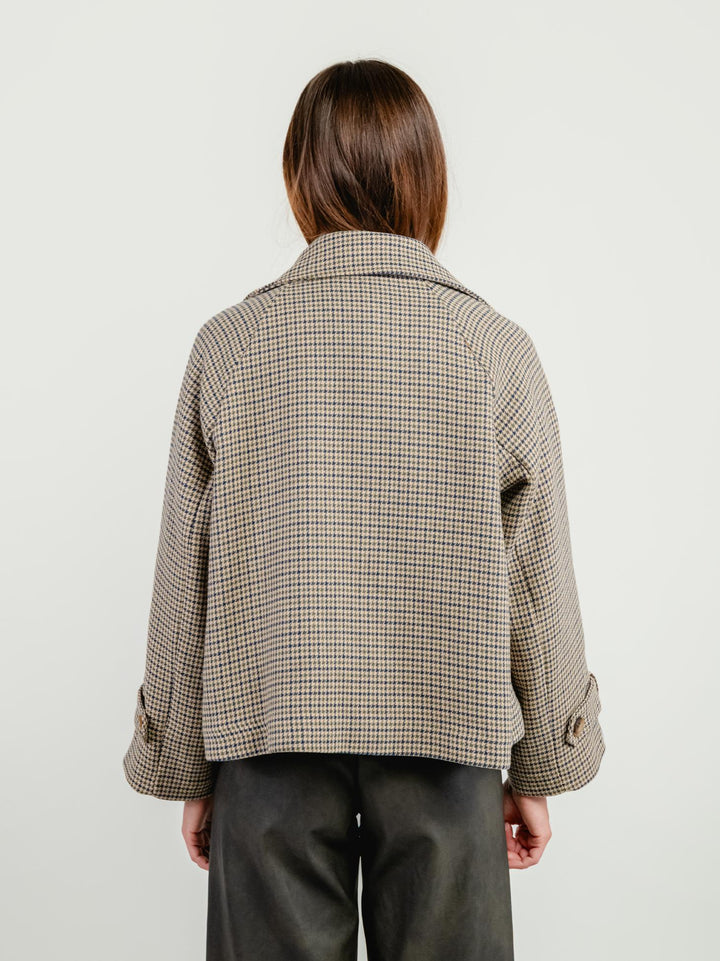 PEACOAT PIED DE POULE BEIGE