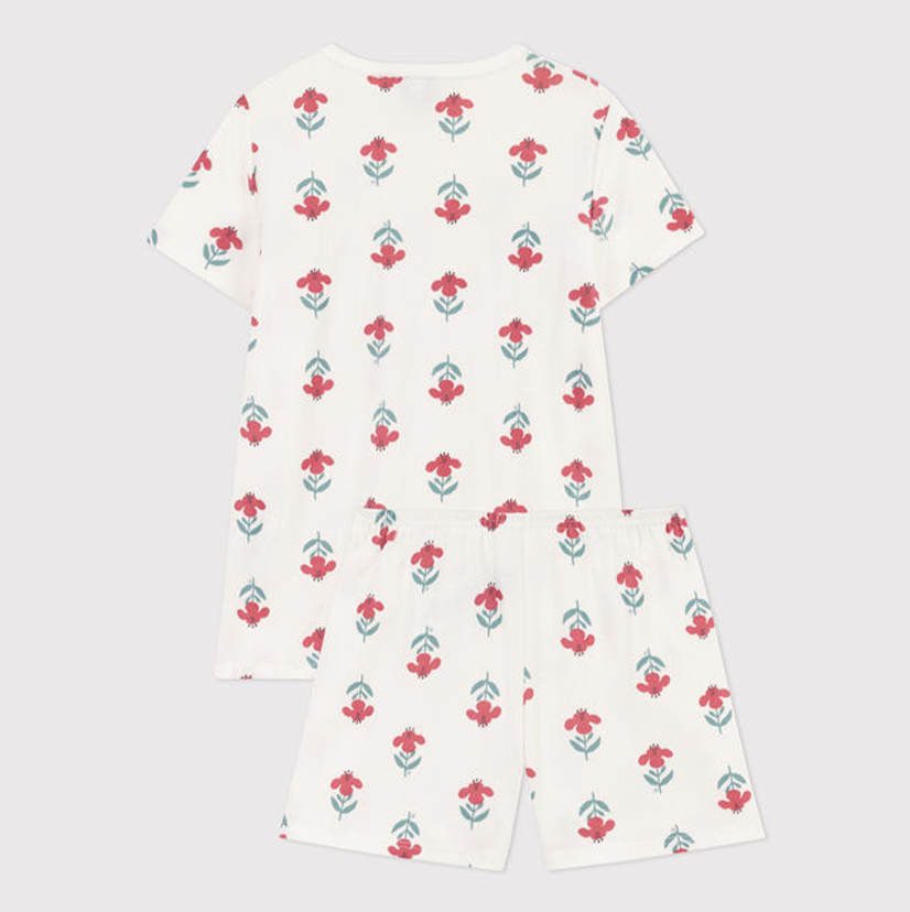 PIGIAMA CORTO BAMBINA IN COTONE A FIORI