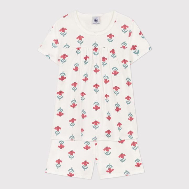 PIGIAMA CORTO BAMBINA IN COTONE A FIORI
