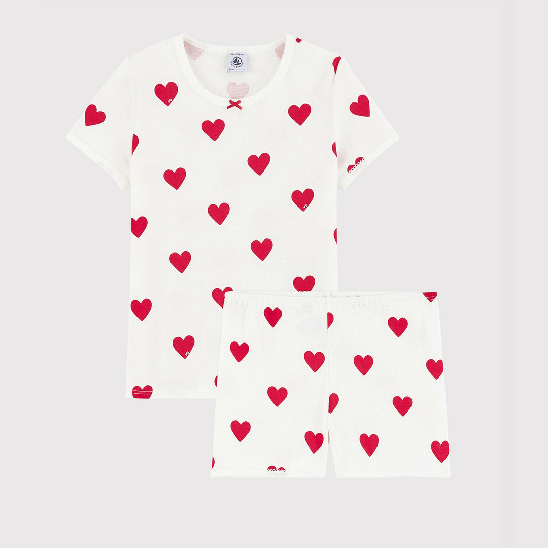 PIGIAMA CORTO BAMBINA IN COTONE MOTIVO CUORE