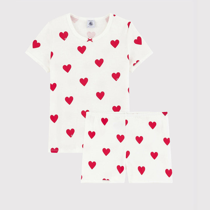PIGIAMA CORTO BAMBINA IN COTONE MOTIVO CUORE