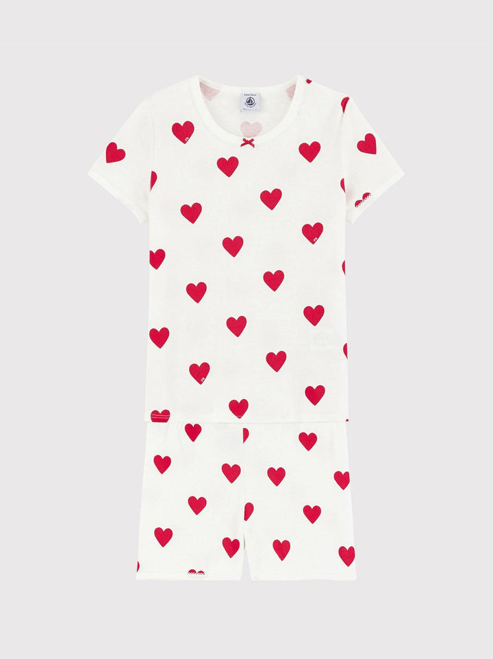 PIGIAMA CORTO BAMBINA IN COTONE MOTIVO CUORE