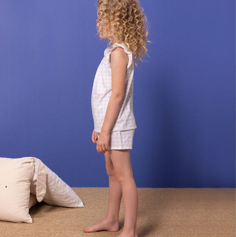 PIGIAMA CORTO BAMBINA IN COTONE SOTTILE FANTASIA VICHY
