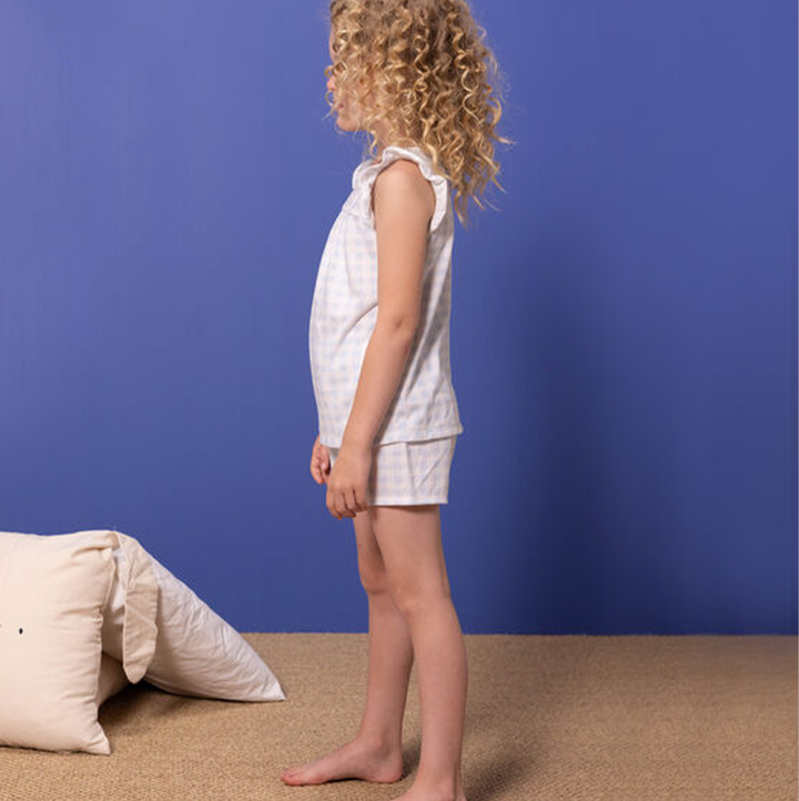 PIGIAMA CORTO BAMBINA IN COTONE SOTTILE FANTASIA VICHY