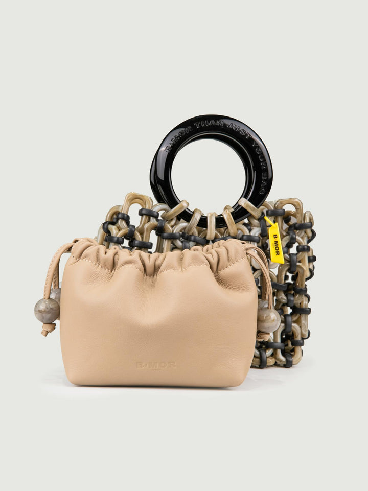 POCHETTE BON BON IN PELLE BEIGE