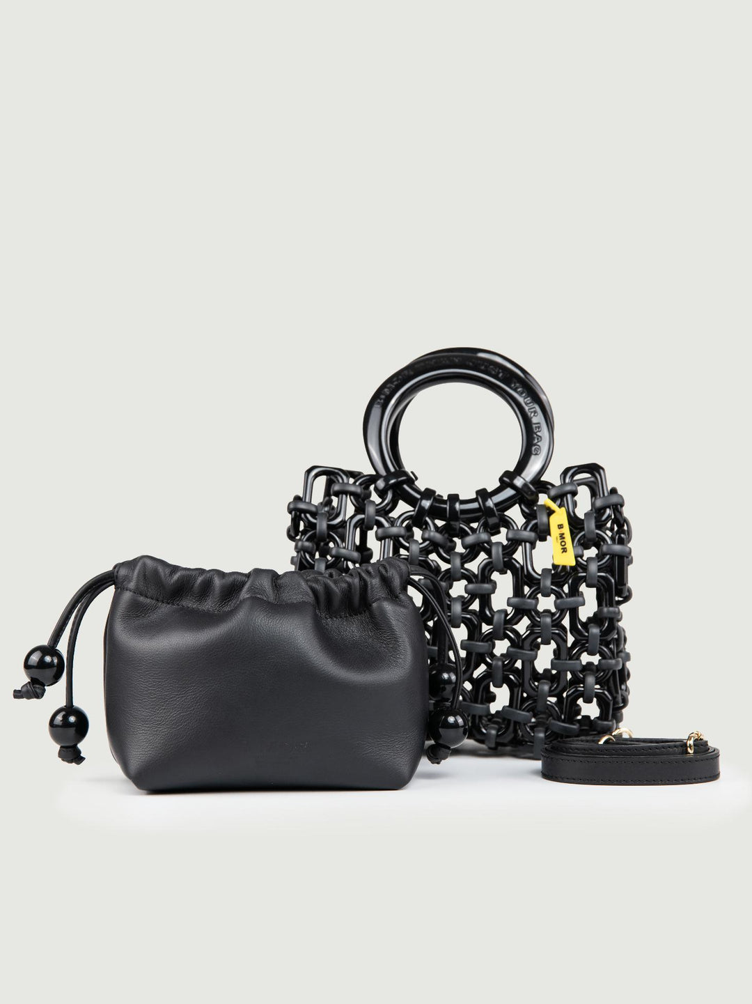 POCHETTE BON BON IN PELLE NERA