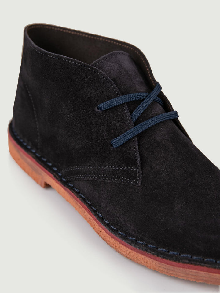POLACCHINO DESERT BOOT IN CAMOSCIO BLU CON SUOLA A CONTRASTO