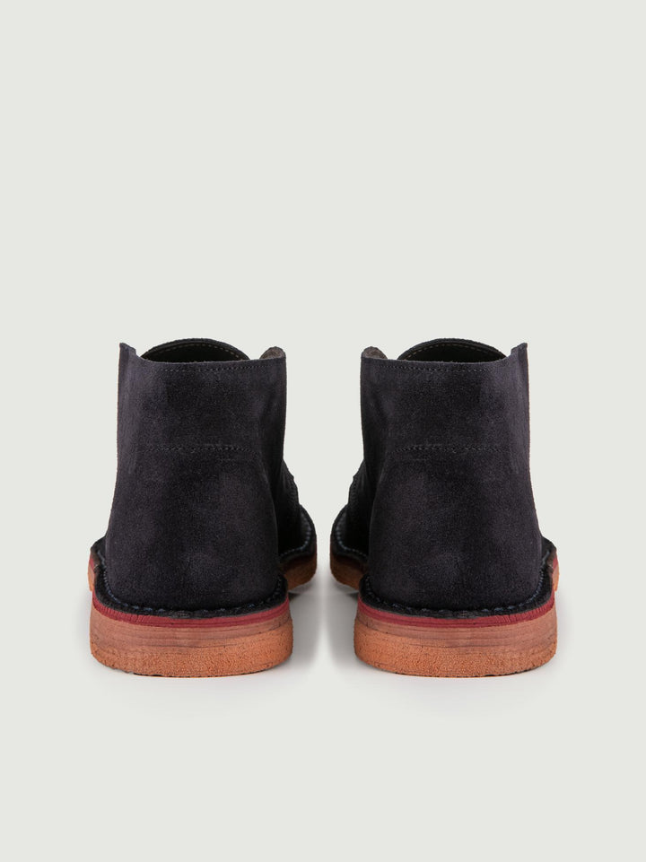 POLACCHINO DESERT BOOT IN CAMOSCIO BLU CON SUOLA A CONTRASTO