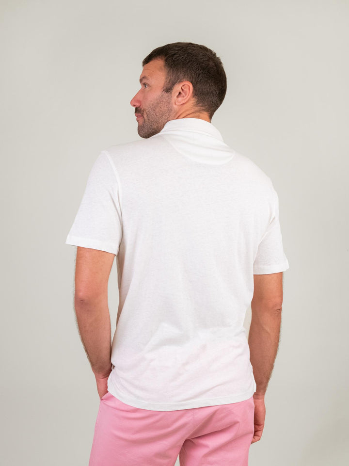 POLO BIANCA IN LINO E COTONE