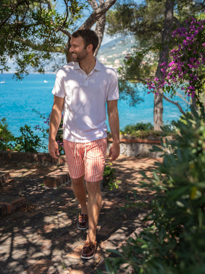 POLO BIANCA IN LINO E COTONE