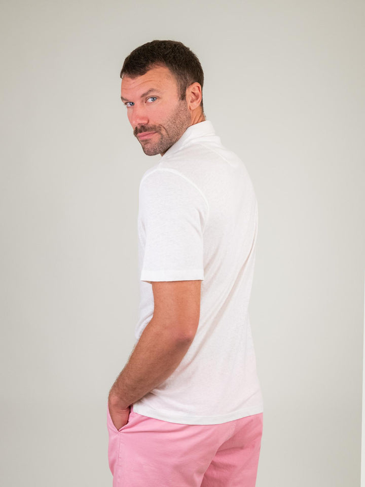 POLO BIANCA IN LINO E COTONE