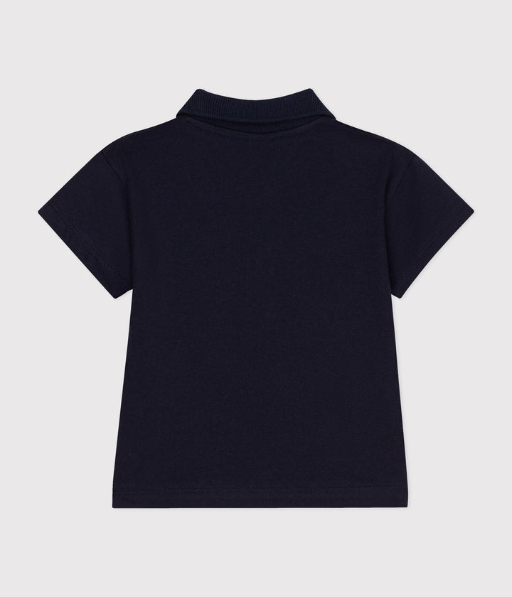 POLO BLU BEBÈ IN COTONE A MANICA CORTA