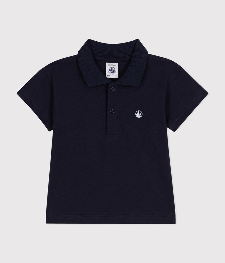 POLO BLU BEBÈ IN COTONE A MANICA CORTA
