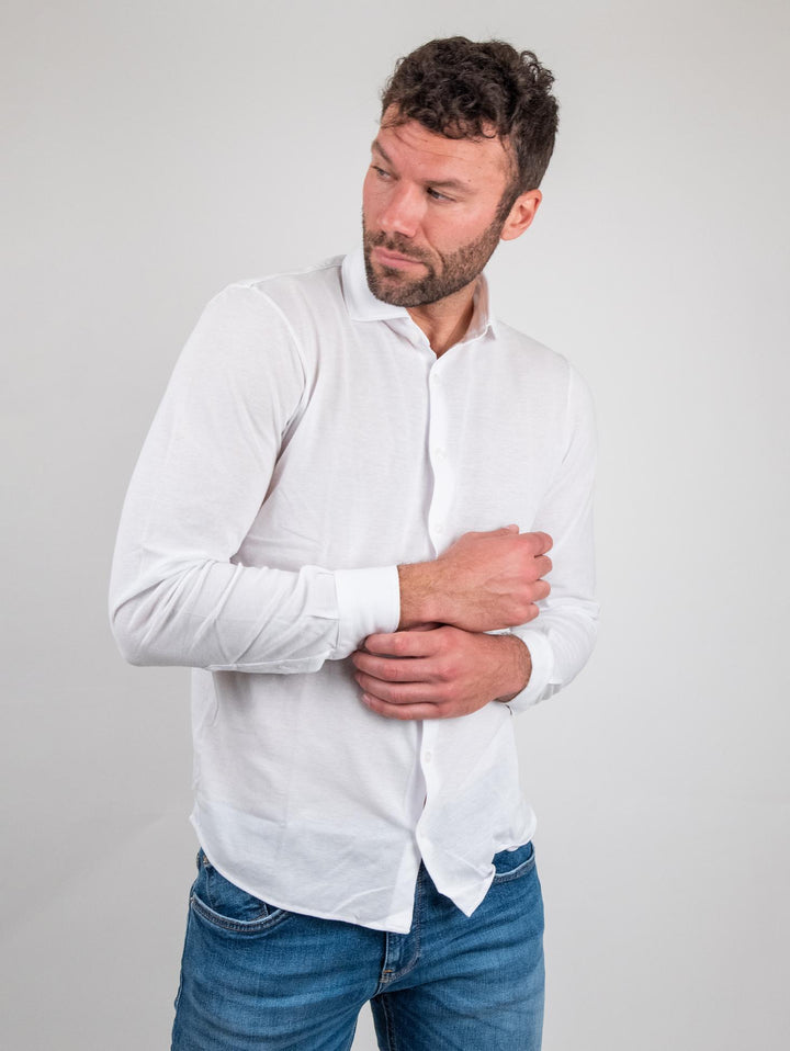 POLO CAMICIA IN COTONE PIQUET BIANCO