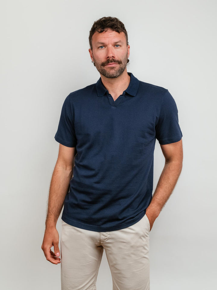 POLO DERBY IN COTONE PIQUET BLU
