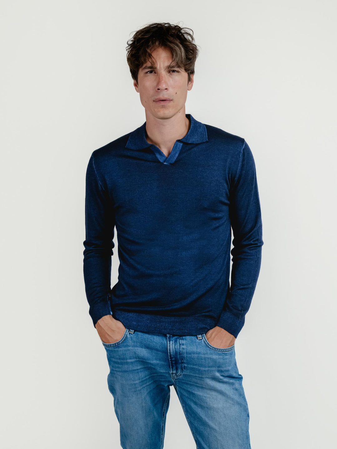 POLO DERBY IN LANA MERINO BLU NAVY