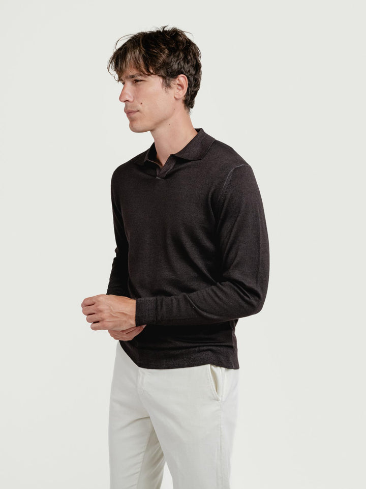 POLO DERBY IN LANA MERINO TESTA MORO