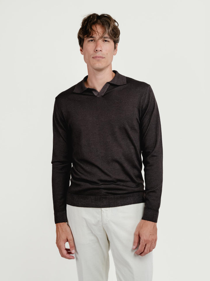 POLO DERBY IN LANA MERINO TESTA MORO