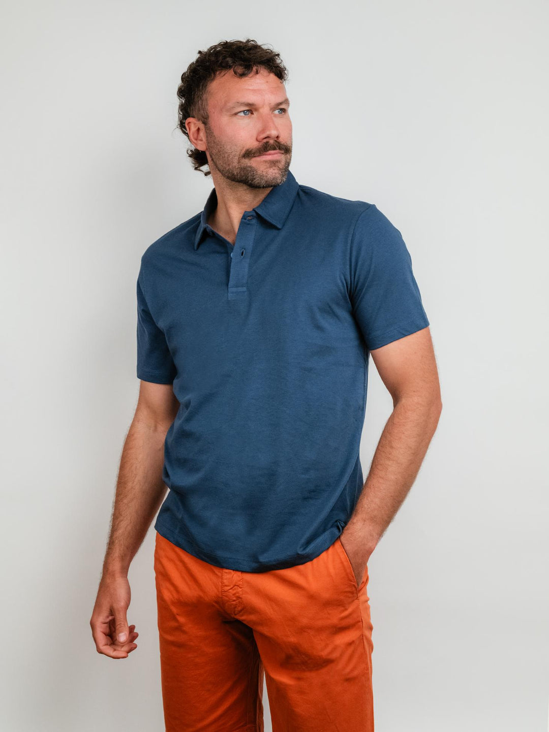 POLO IN COTONE FIAMMATA BLUETTE