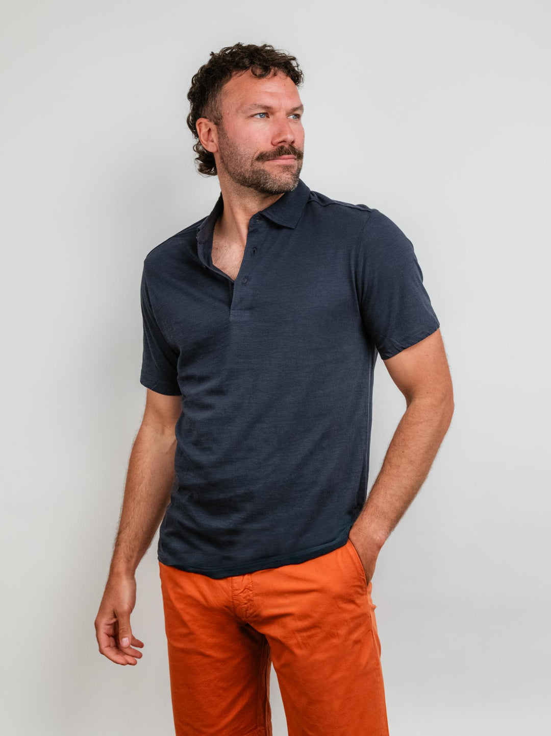 POLO IN COTONE FIAMMATO NAVY