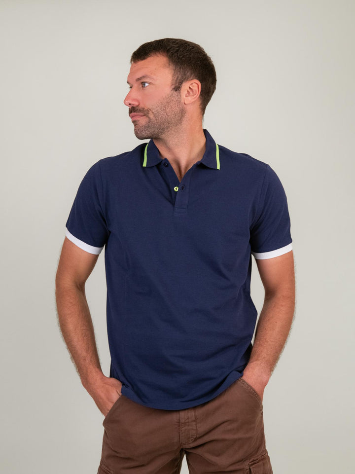 POLO IN COTONE PIQUET BLU COBALTO