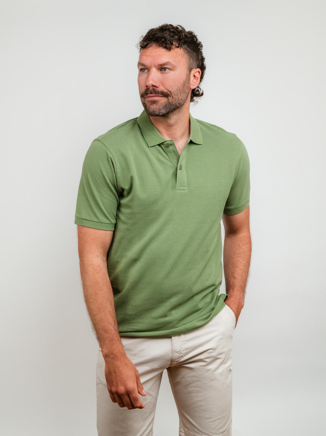 POLO IN COTONE PIQUET VERDE CHIARO
