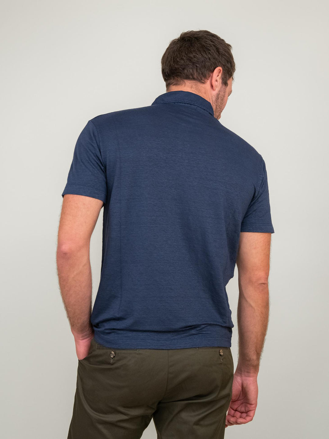 POLO IN LINO COLOR BLU