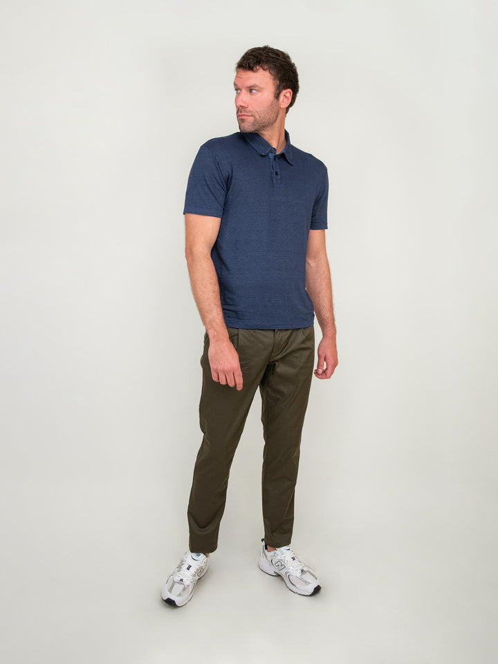 POLO IN LINO COLOR BLU