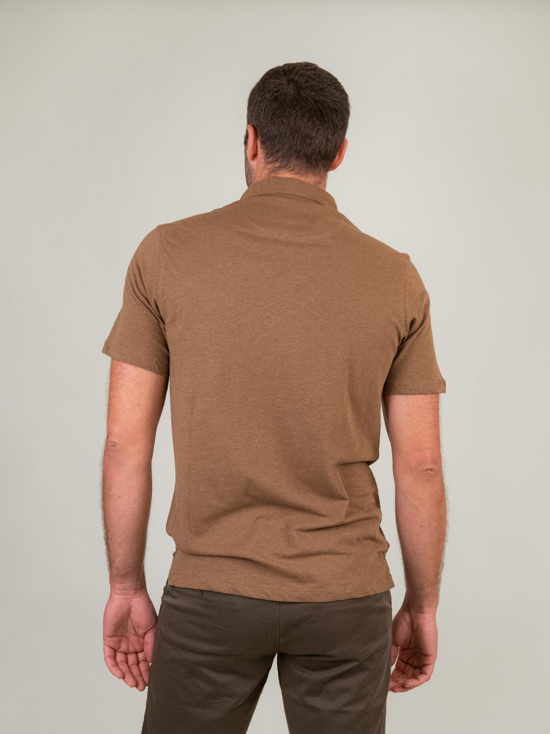 POLO TABACCO IN LINO E COTONE