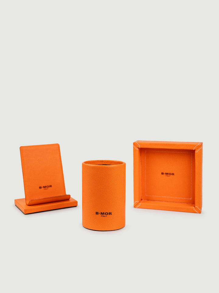 PORTAPENNE IN PELLE ARANCIONE