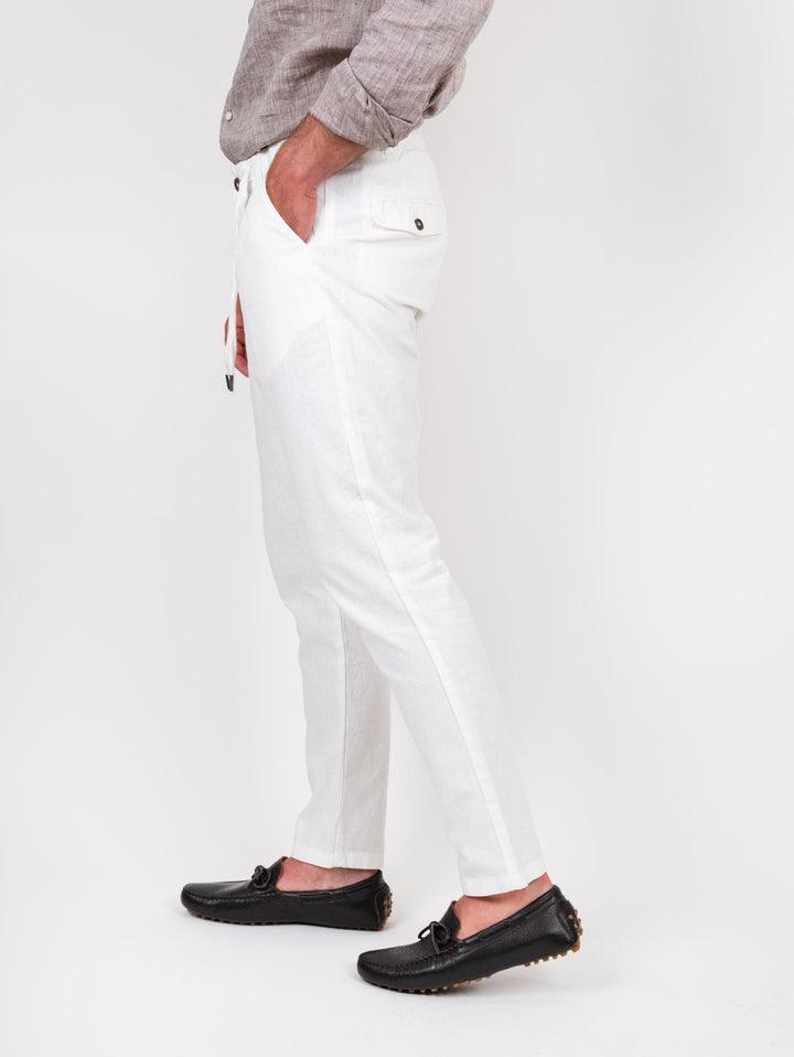 Pantalone bianco in lino e cotone