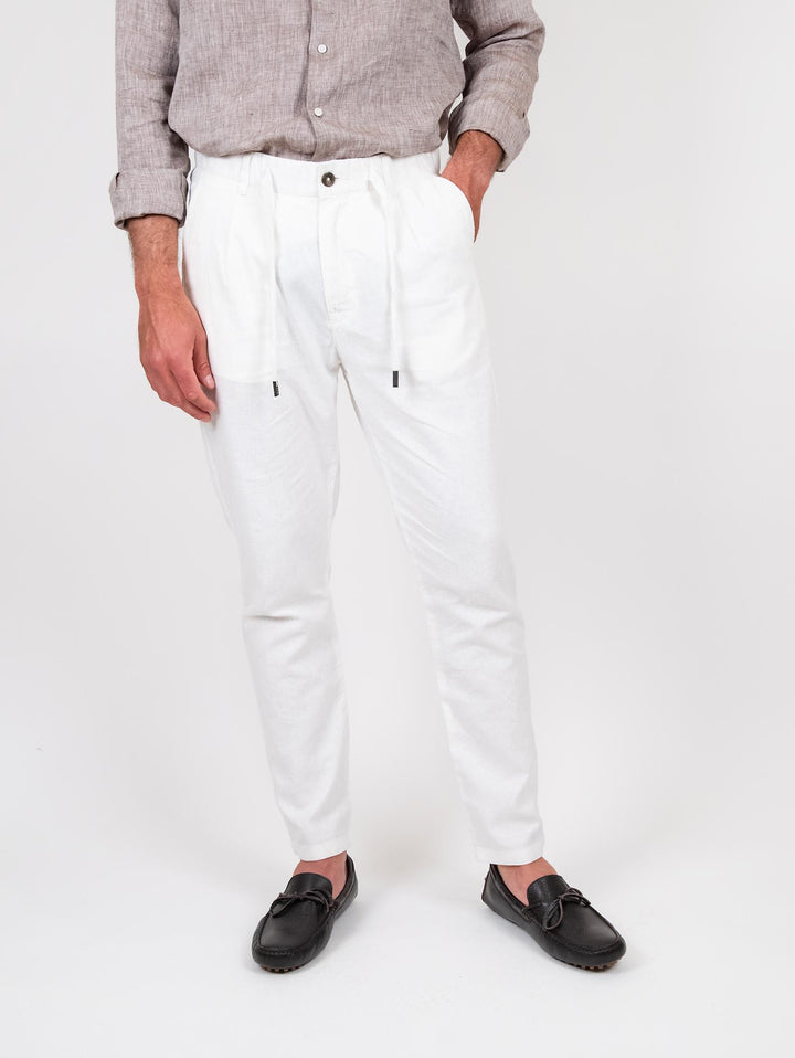 Pantalone bianco in lino e cotone