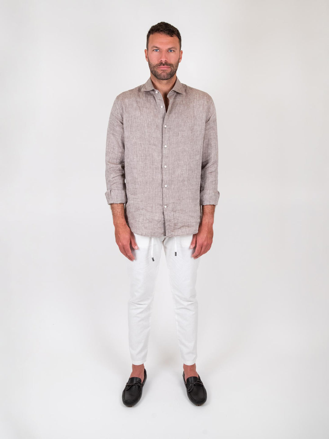 Pantalone bianco in lino e cotone