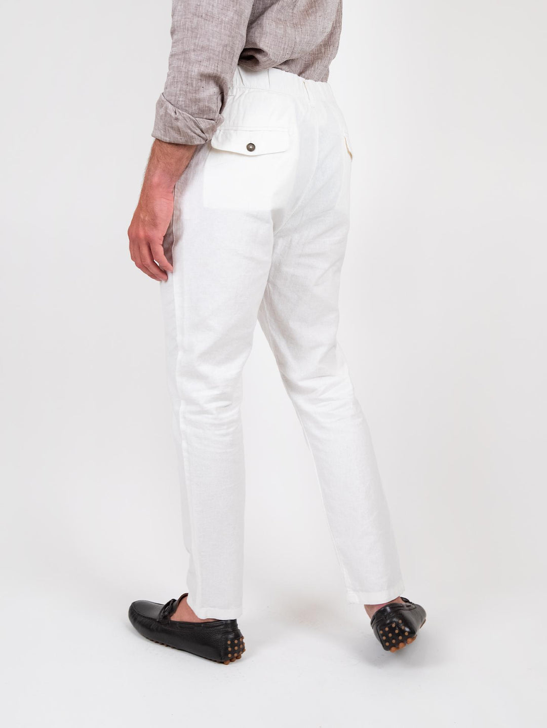 Pantalone bianco in lino e cotone