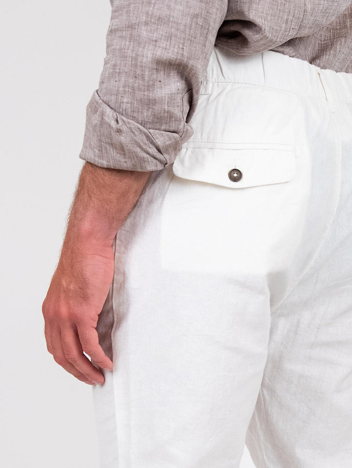 Pantalone bianco in lino e cotone