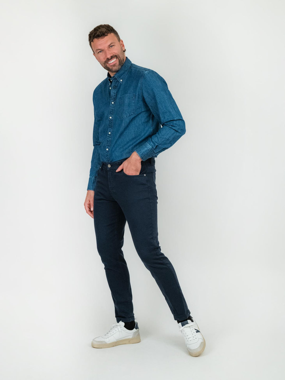 Pantalone cinque tasche blu navy