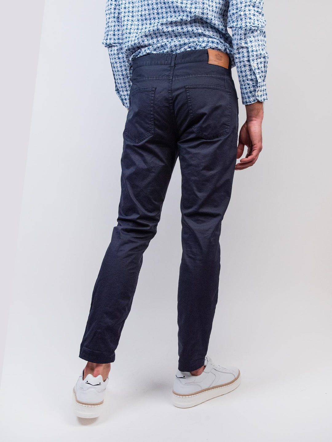 Pantalone cinque tasche in cotone blu navy
