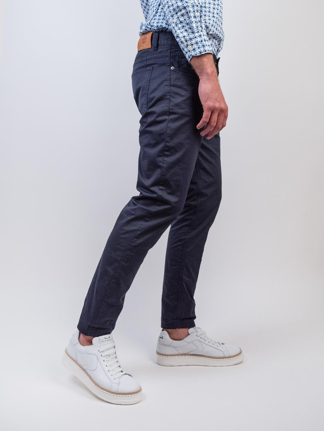 Pantalone cinque tasche in cotone blu navy