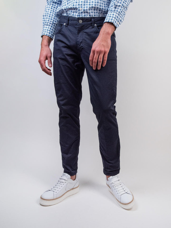 Pantalone cinque tasche in cotone blu navy