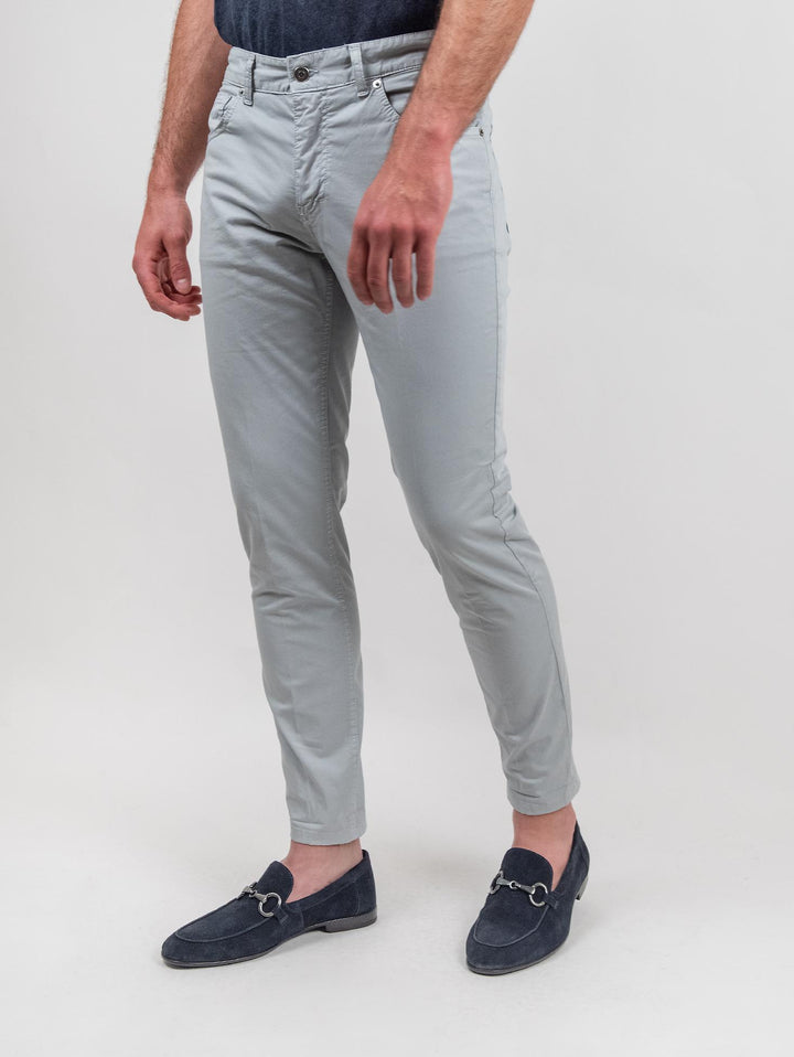 Pantalone cinque tasche in cotone grigio perla