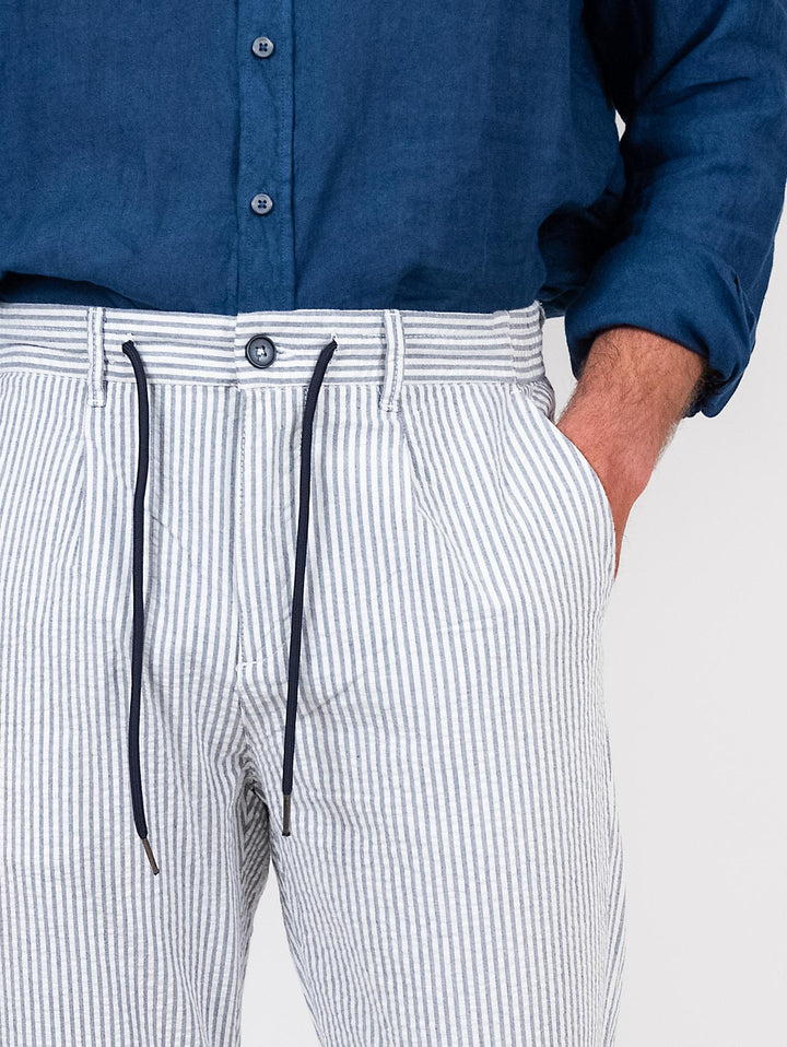 Pantalone in cotone a righe con coulisse