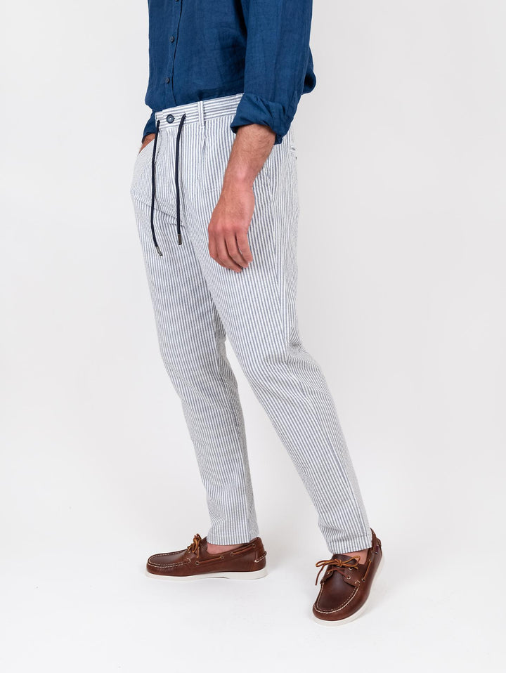 Pantalone in cotone a righe con coulisse