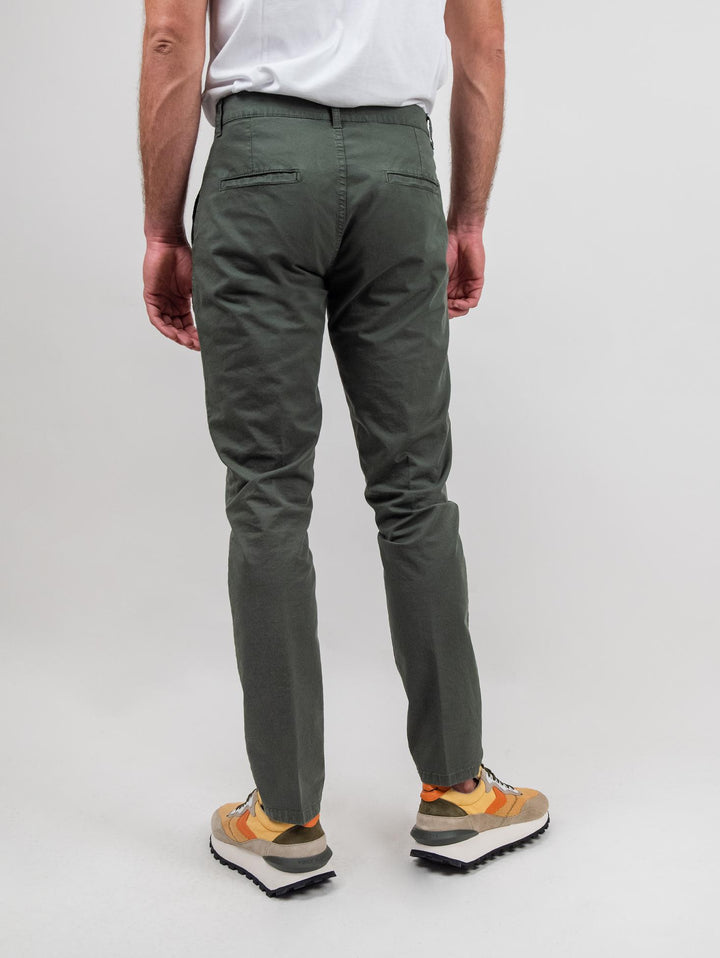 Pantalone tasca a filo in cotone puntinato verde militare