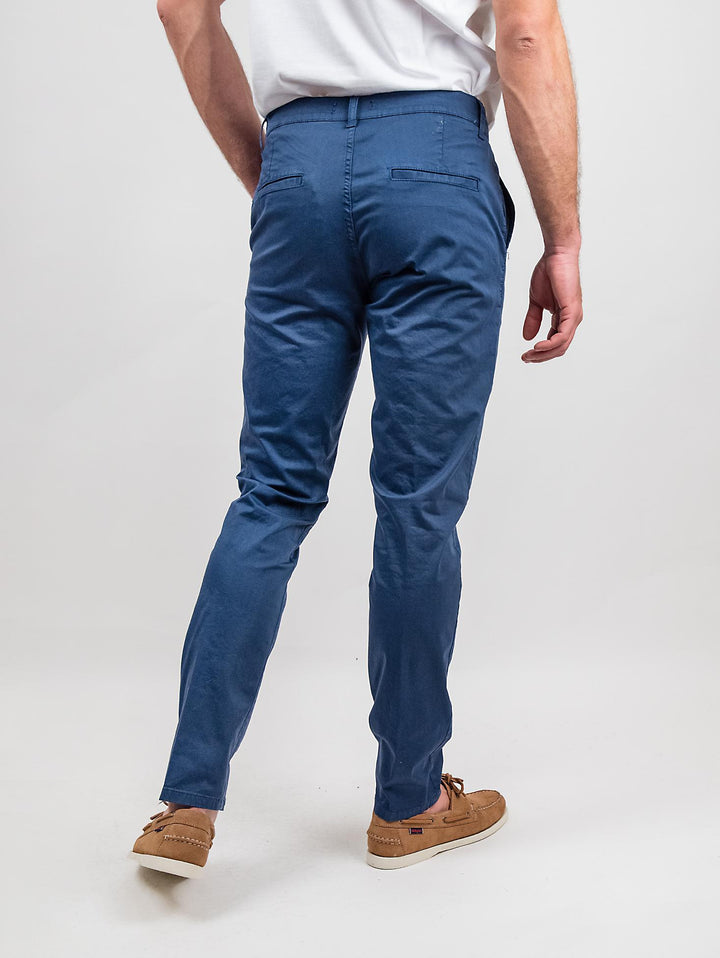 Pantalone tasca a filo in cotone spigato blu