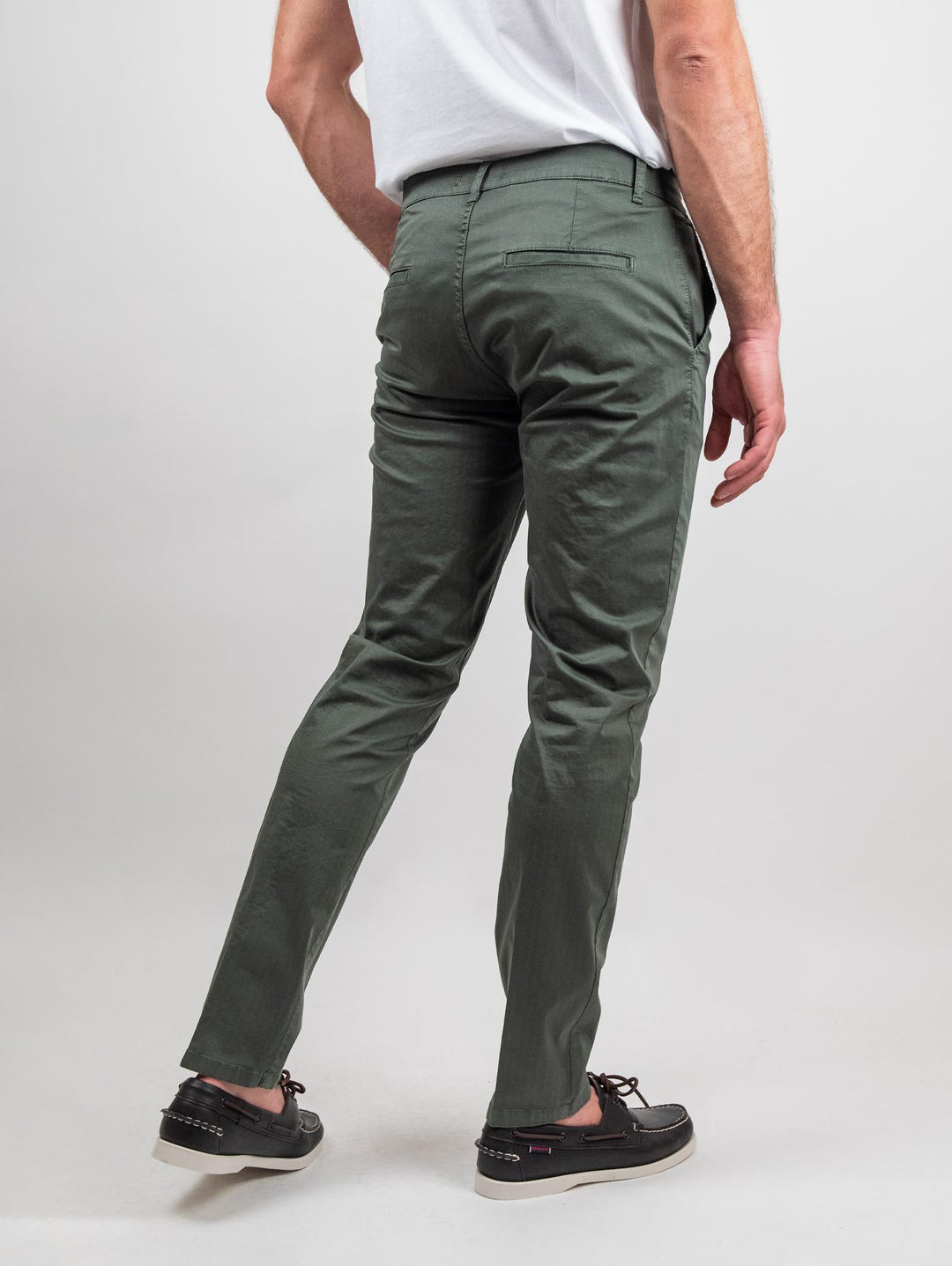 Pantalone tasca a filo in cotone spigato verde militare